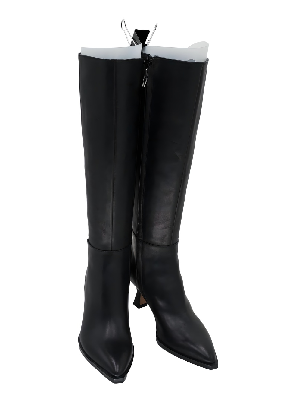 Dolce Vita Auggie Black Leather Pointed Toe 2" Kitten Heel Tall Boots Size 6.5M